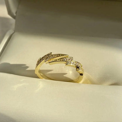 Snake Bone Cubic Zirconia Ring – Trendy Gold & Silver Couple Jewelry