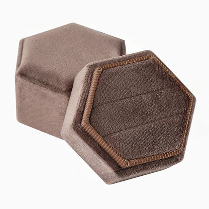 Hexagon Flannel Ring Box – Colorful Velvet Jewelry Display for Weddings