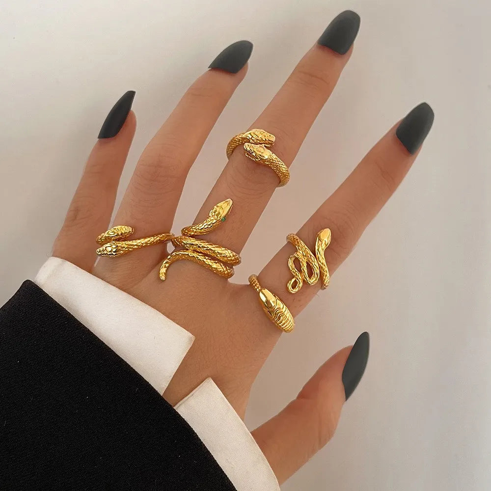 Punk Hollow Out Geometric Rings Set – Fashion Cross Open Ring