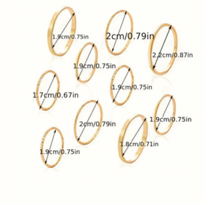 10-Piece Personalized Hip Cool Ring Set – Trendy Fashion Accessories