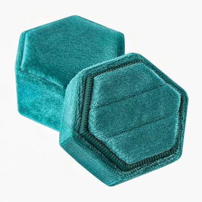 Hexagon Flannel Ring Box – Colorful Velvet Jewelry Display for Weddings