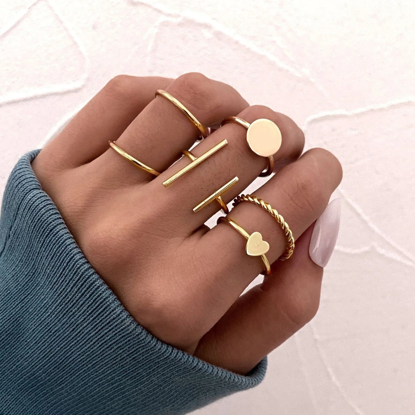 Punk Hollow Out Geometric Rings Set – Fashion Cross Open Ring