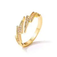 Snake Bone Cubic Zirconia Ring – Trendy Gold & Silver Couple Jewelry